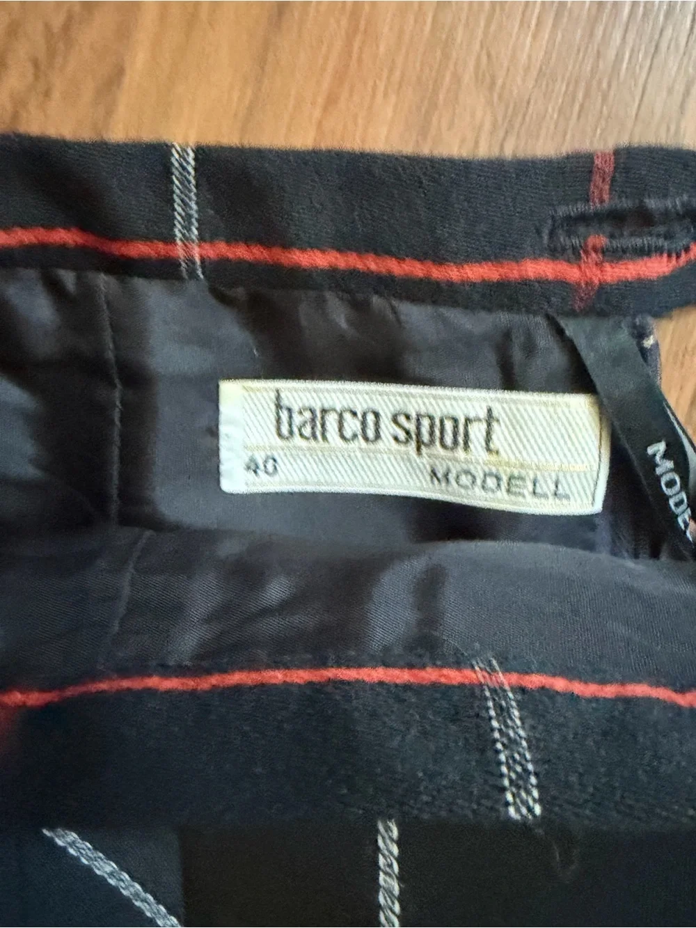 Vtg 70s German Barco Sport black windowpane plaid wool skirt